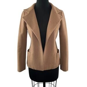 Uniqlo J+ Jil Sanders Beige Jacket Open Front Notch Lapel Pockets Size Small S